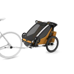 Pack remorque vélo chariot sport 2 places natural gold + kit jogging