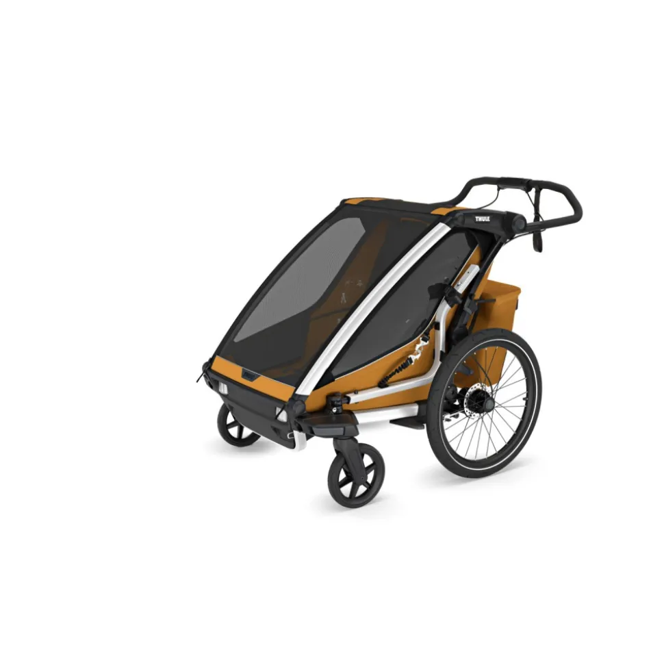 Pack remorque vélo chariot sport 2 natural gold + assise pour nouveau-né infant sling + kit jogging