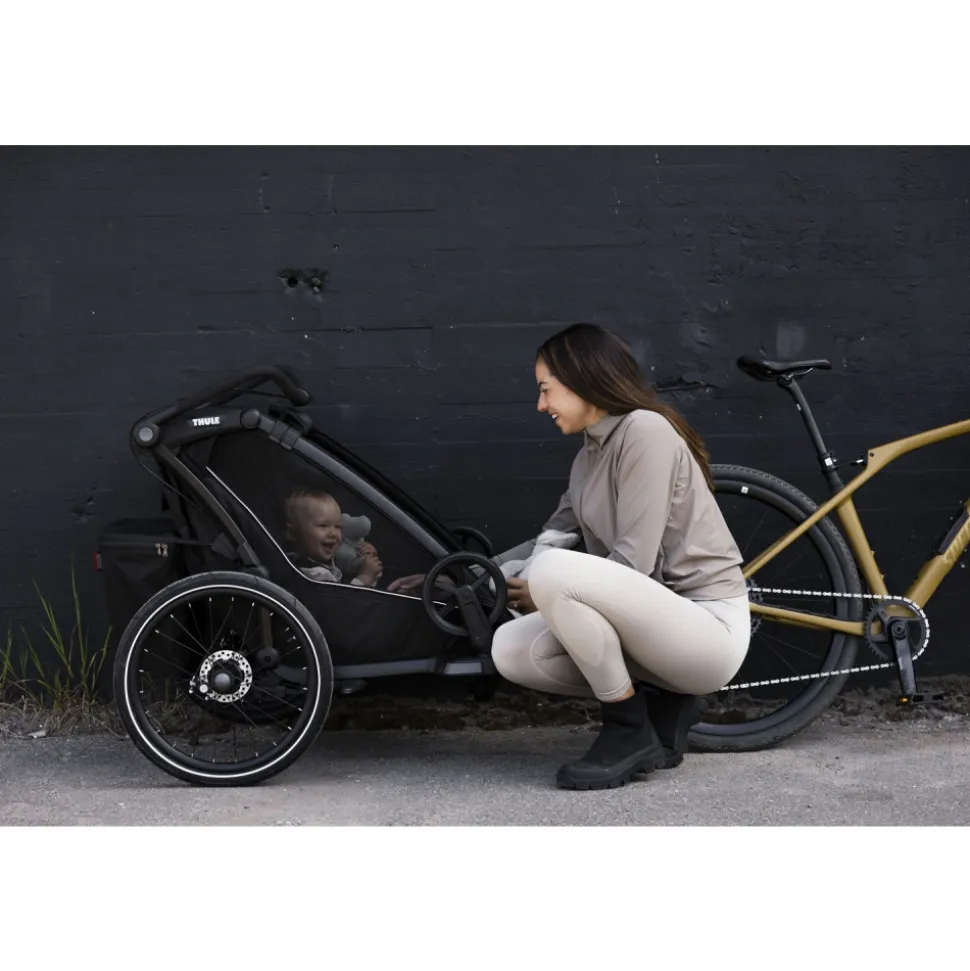 Pack remorque vélo chariot sport 2 black + assise pour nouveau-né infant sling + kit jogging
