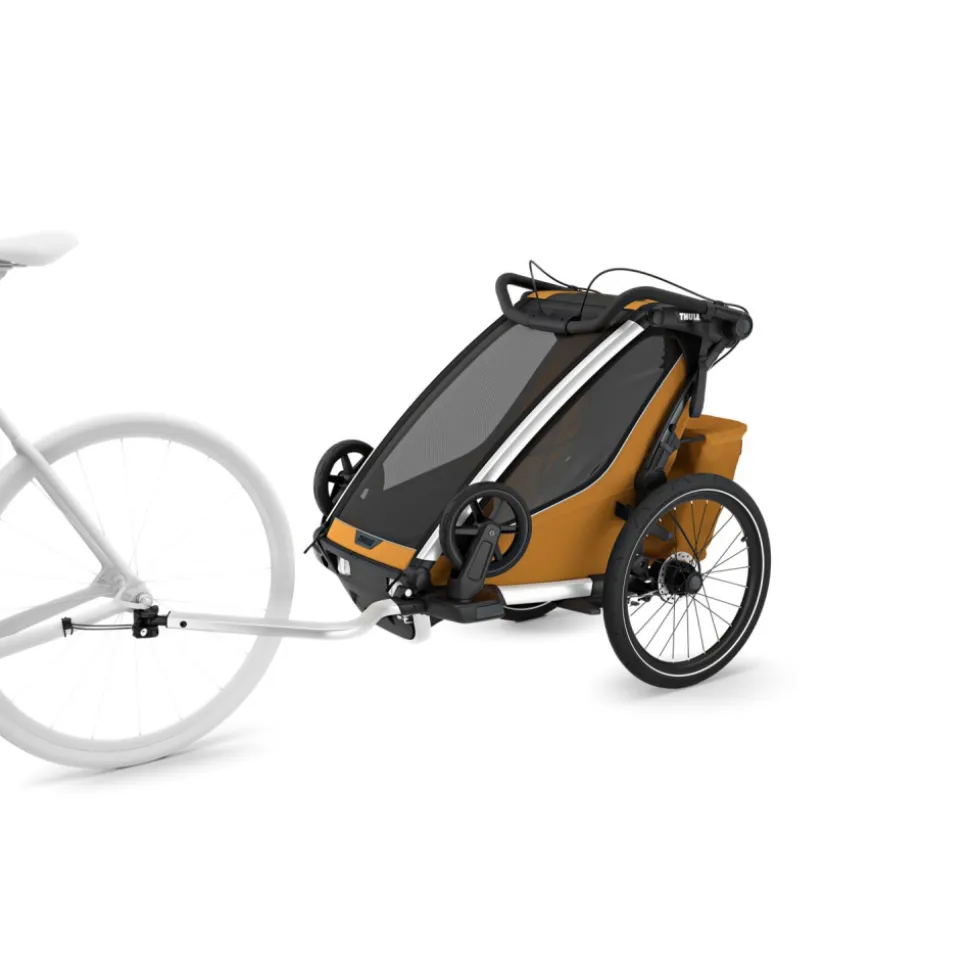 Pack remorque vélo chariot sport 1 natural gold + assise pour nouveau-né infant sling + kit jogging