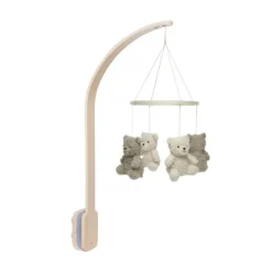 Pack support mobile bébé bois + mobile d’éveil bébé teddy bear olive green et naturel