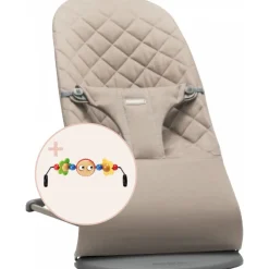 Pack transat bliss tissé matelassage pétale gris sable avec arche de jeux yeux espiègles