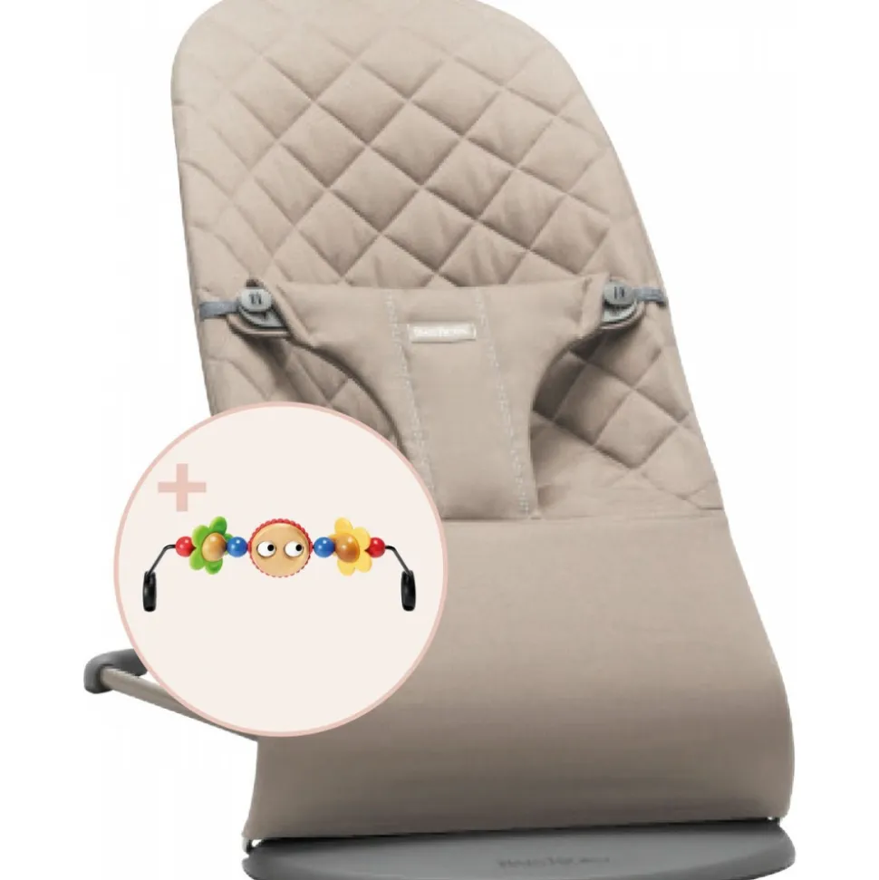 Pack transat bliss tissé matelassage pétale gris sable avec arche de jeux yeux espiègles