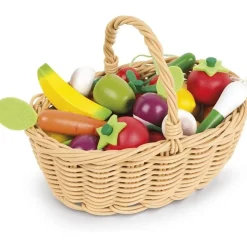 Panier de 24 fruits et légumes en bois
