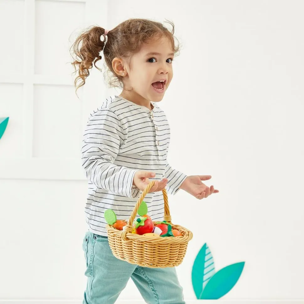 Panier de 24 fruits et légumes en bois