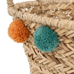 Panier de rangement pompons léopard h40 cm