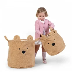 Panier de rangement teddy brun 40 x 40 cm