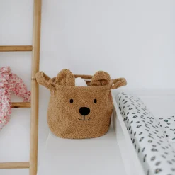 Panier de rangement teddy brun 30 x 30 cm