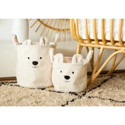 Panier de rangement teddy écru 30 x 30 cm