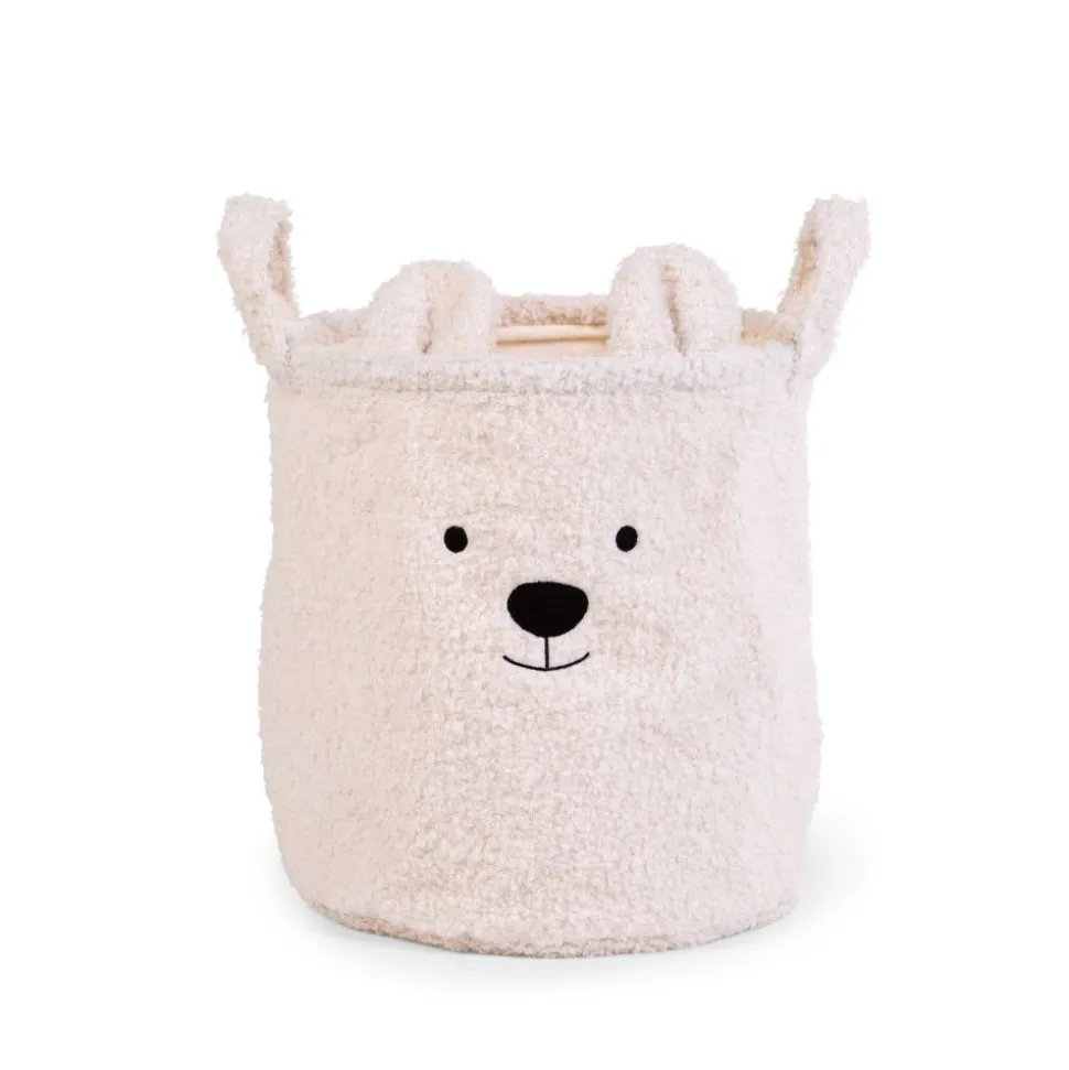Panier de rangement teddy écru 30 x 30 cm