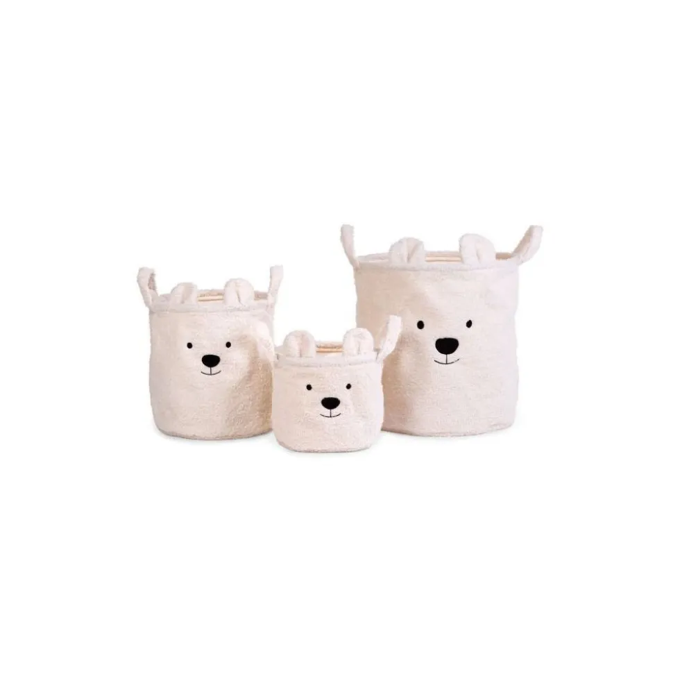 Panier de rangement teddy écru 30 x 30 cm