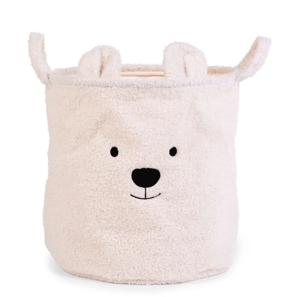 Panier de rangement teddy écru 40 x 40 cm