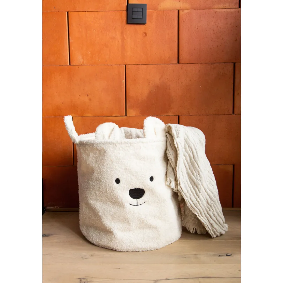 Panier de rangement teddy écru 40 x 40 cm