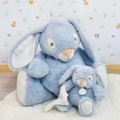 Pantin avec doudou malow - bleu ciel