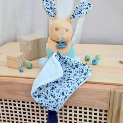Pantin pm avec doudou lapin poupi marine