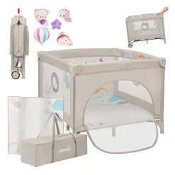 Parc bébé mille plus 100x100 cm pliable avec matelas grey beige
