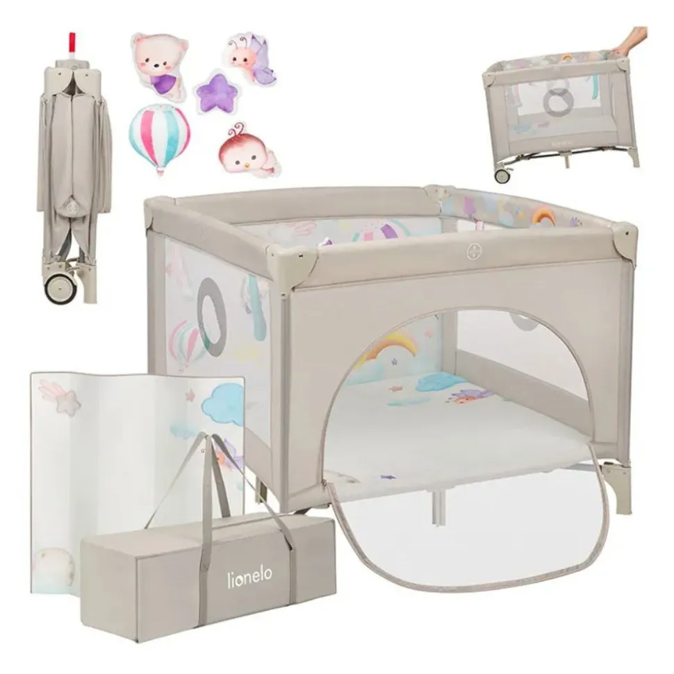 Parc bébé mille plus 100x100 cm pliable avec matelas grey beige