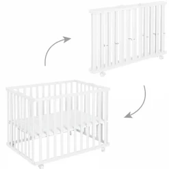 Parc bébé pliable 74 x 100 cm blanc