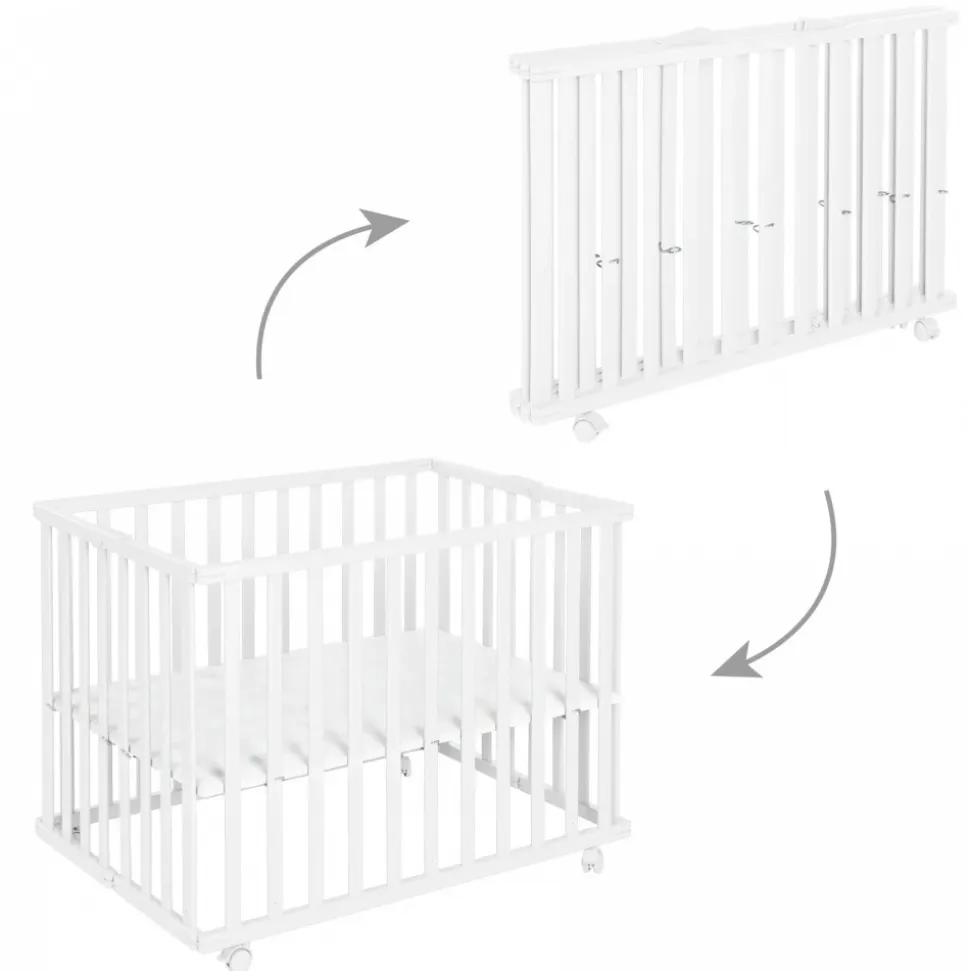 Parc bébé pliable 74 x 100 cm blanc