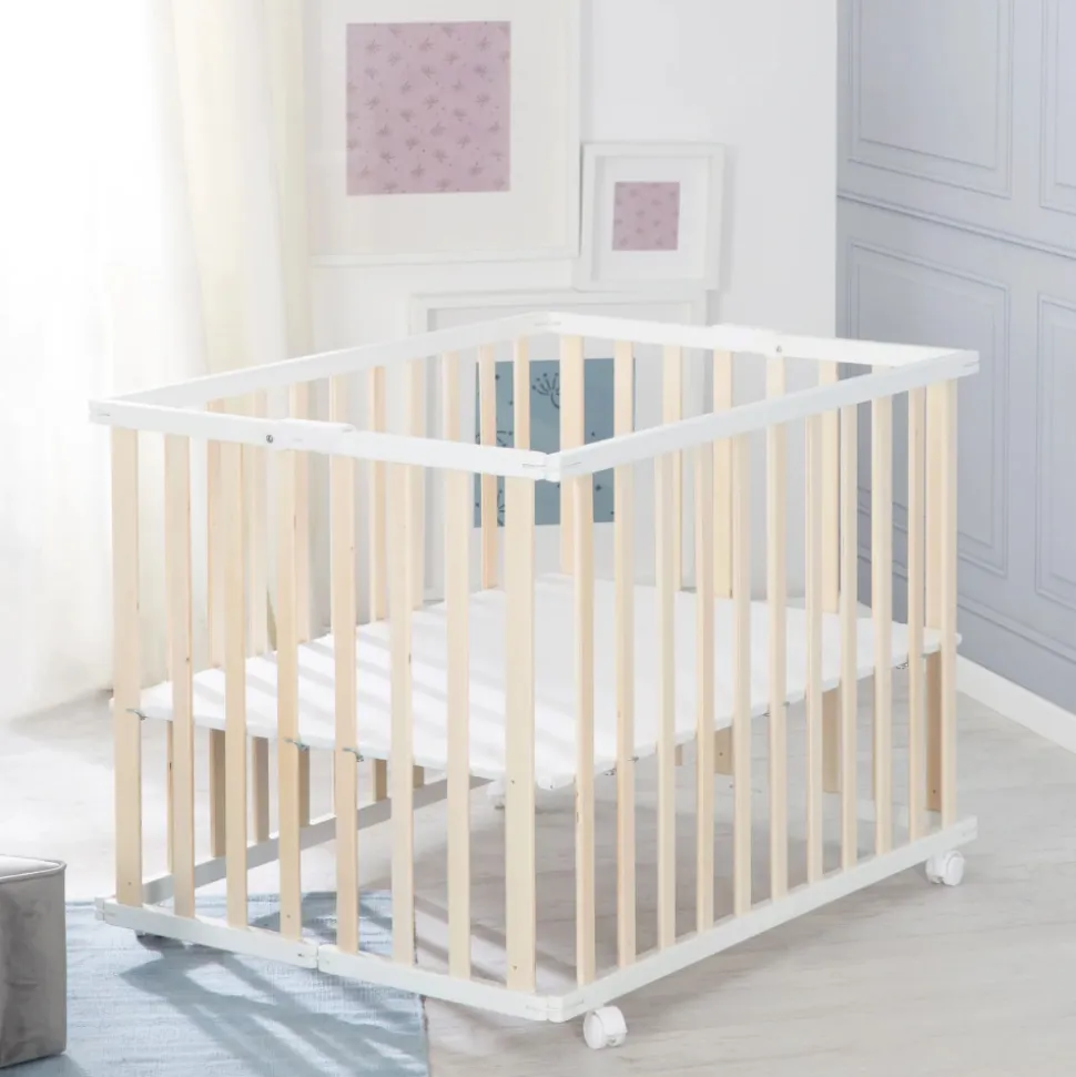 Parc bébé pliable 74 x 100 cm naturel