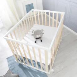 Parc bébé pliable 74 x 100 cm naturel