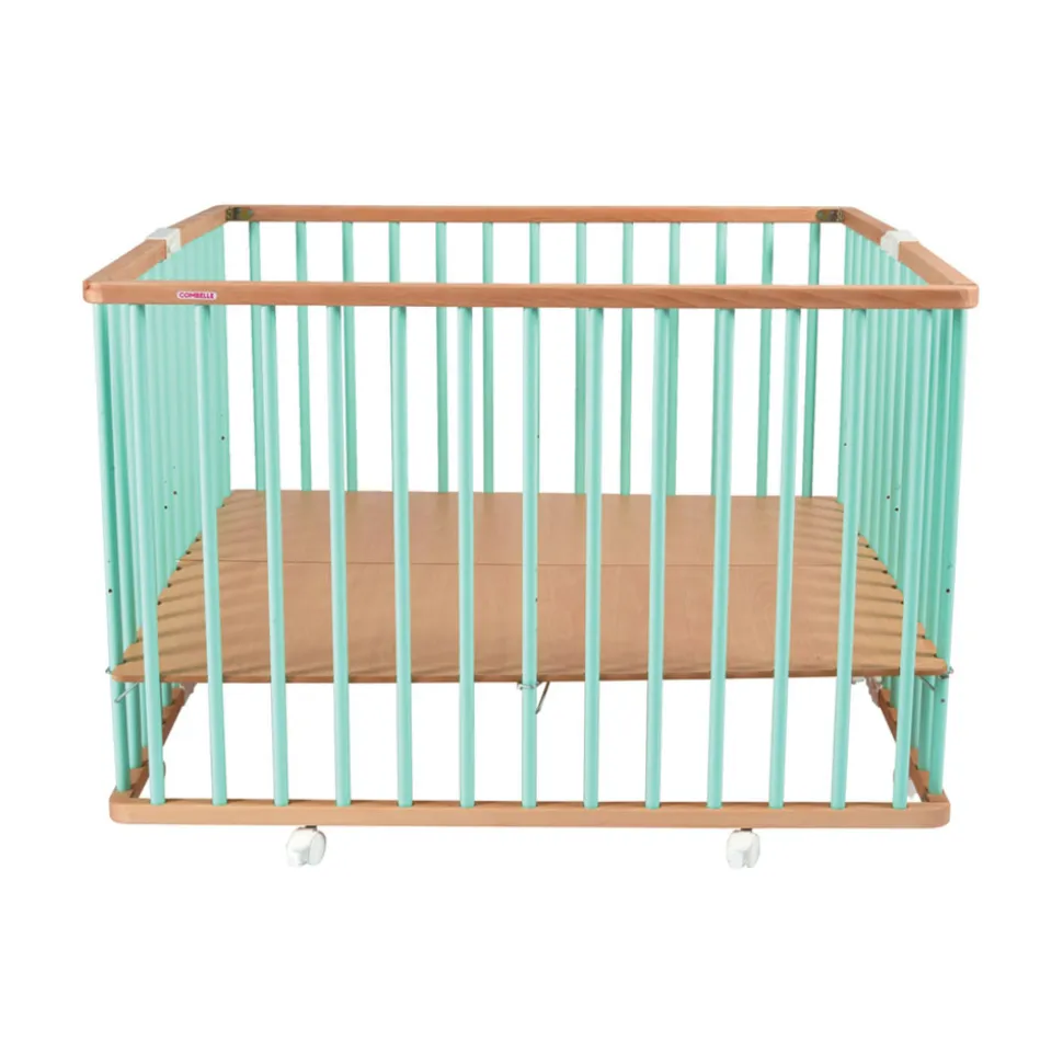 Parc bébé pliant carré gaby avec plancher réglable hybride vert mint