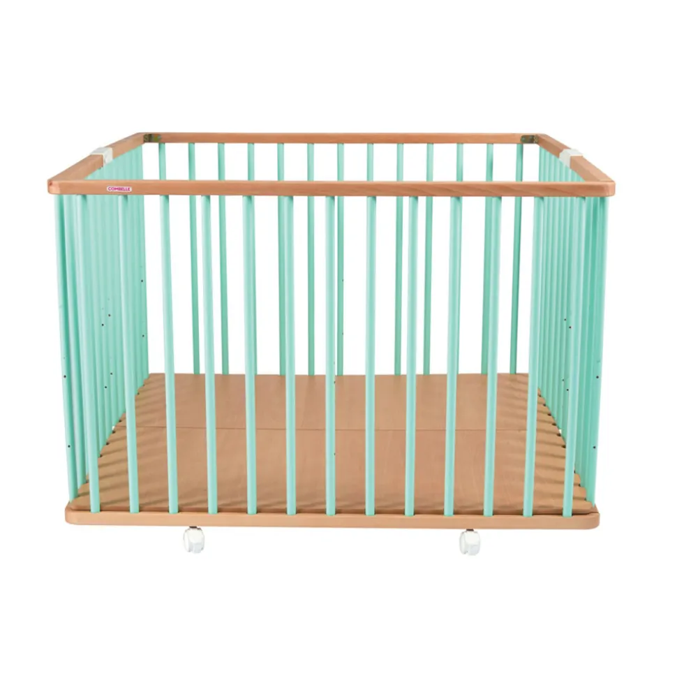 Parc bébé pliant carré gaby avec plancher réglable hybride vert mint