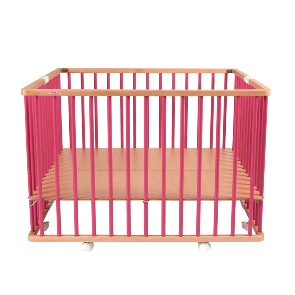 Parc bébé pliant carré gaby avec plancher réglable hybride fuschia