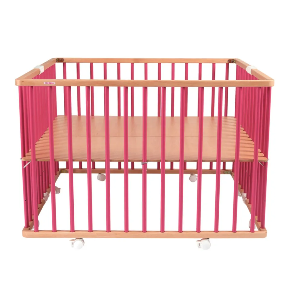 Parc bébé pliant carré gaby avec plancher réglable hybride fuschia