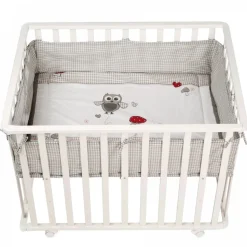 Parc bébé 75 x 100 cm blanc et tapis de parc adam et eule