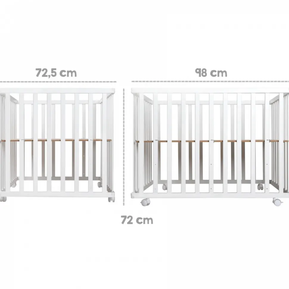 Parc bébé 75 x 100 cm blanc et tapis de parc indibear
