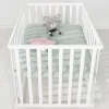 Parc bébé 75 x 100 cm bois blanc et tapis de parc vert