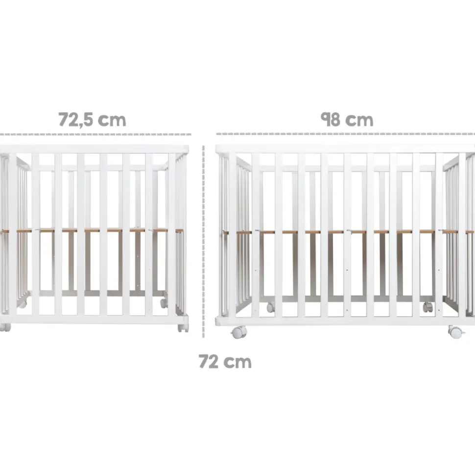 Parc bébé 75 x 100 cm bois blanc et tapis de parc vert