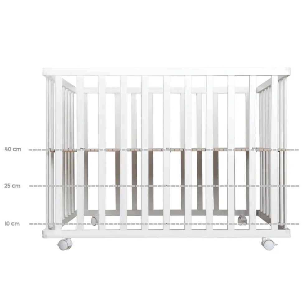 Parc bébé 75 x 100 cm bois blanc et tapis de parc vert