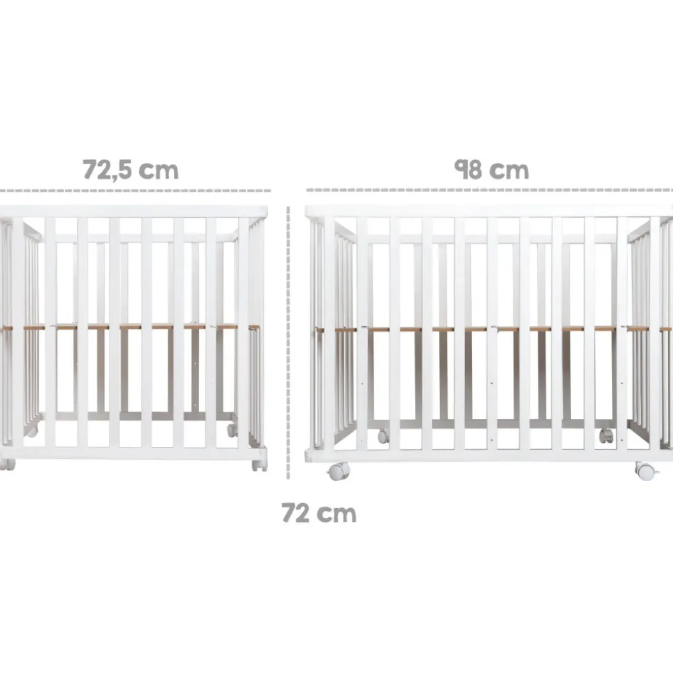 Parc bébé 75 x 100 cm bois blanc et tapis de parc gris