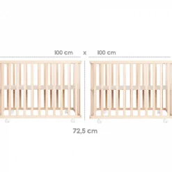 Parc bébé 75 x 100 cm naturel et tapis de parc little stars