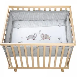 Parc bébé 75 x 100 cm naturel et tapis de parc jumbotwins
