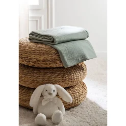 Parure de lit 140 x 200 cm gaze de coton blanc
