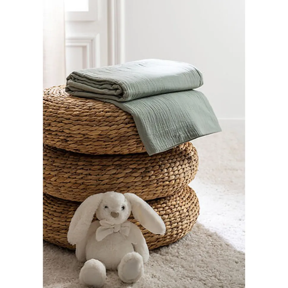 Parure de lit 140 x 200 cm gaze de coton blanc