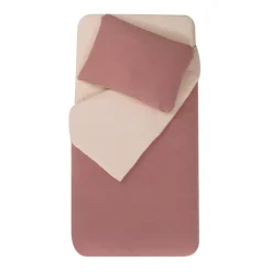 Parure housse de couette + taie d'oreiller 100x140cm / 40x60 cm nude / old pink