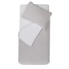Parure housse de couette + taie d'oreiller 75x120cm / 35x35 cm perle / blanc