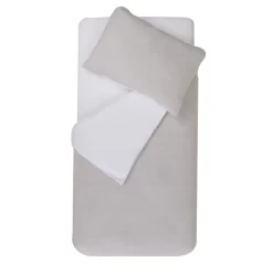 Parure housse de couette + taie d'oreiller 75x120cm / 35x35 cm perle / blanc