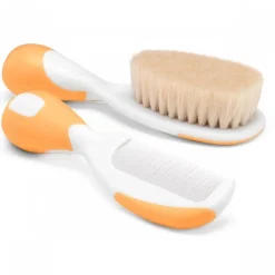 Peigne et brosse soie orange