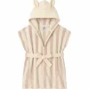 Peignoir bambou et gaze de coton rayée ivoire/ galet 2/4ans