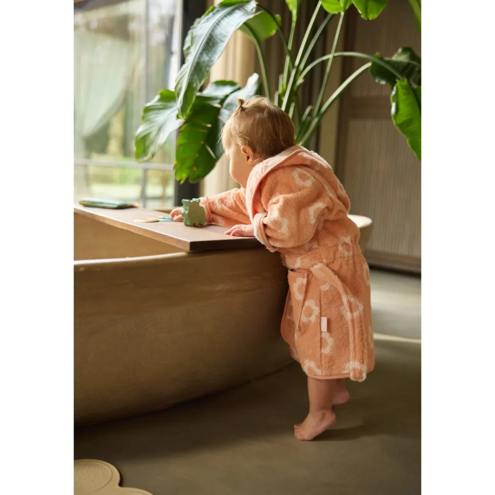 Peignoir éponge enfant jacquard flower 1-2 ans