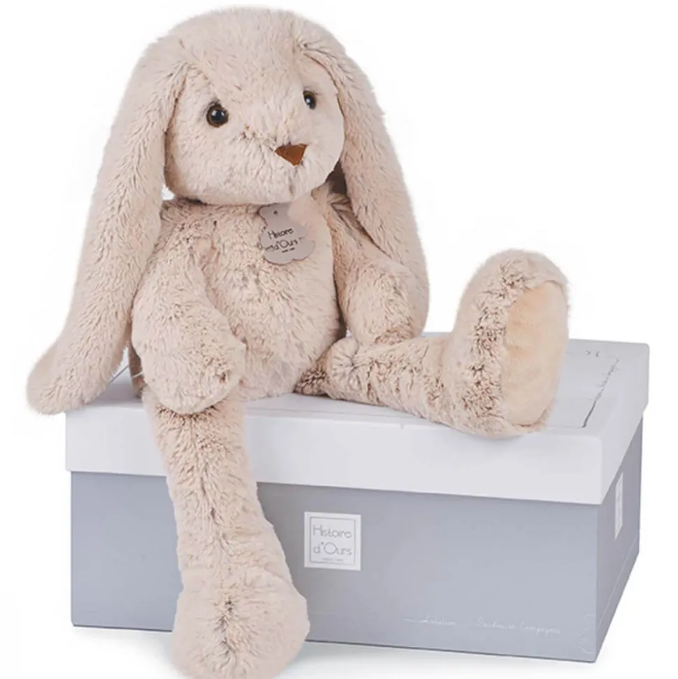 Peluche bébé copain calin lapin beige 50 cm