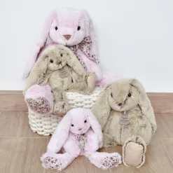 Peluche bébé copain calin lapin beige 25 cm
