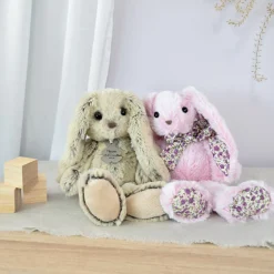 Peluche bébé copain calin lapin beige 25 cm