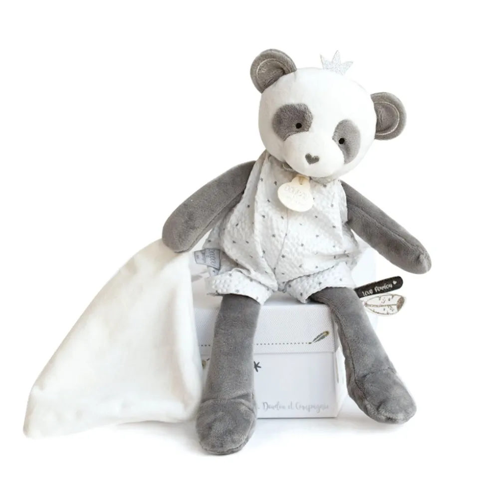 Peluche bébé pantin avec doudou panda attrape-rêve