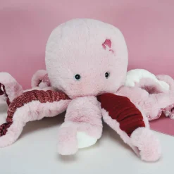Peluche bébé trésors marins pieuvre rose 30 cm